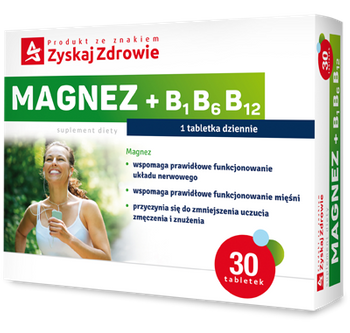 ZYSKAJ ZDROWIE Magnez + B1 B6 B12, 30 tabletek