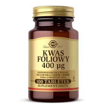 SOLGAR Kwas foliowy, 100 tabletek