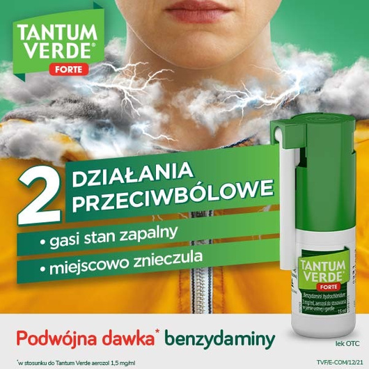 TANTUM VERDE FORTE 3mg/ml, lek na ból gardła i stany zapalne jamy ustnej, aerozol x 15 ml