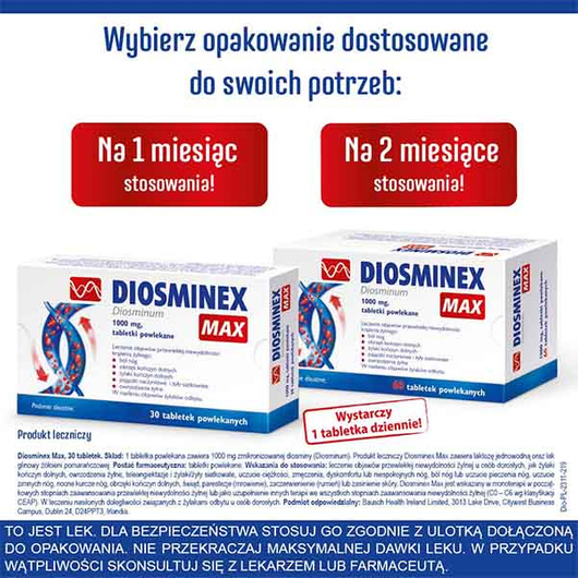 Diosminex MAX 1000 mg, 30 tabletek