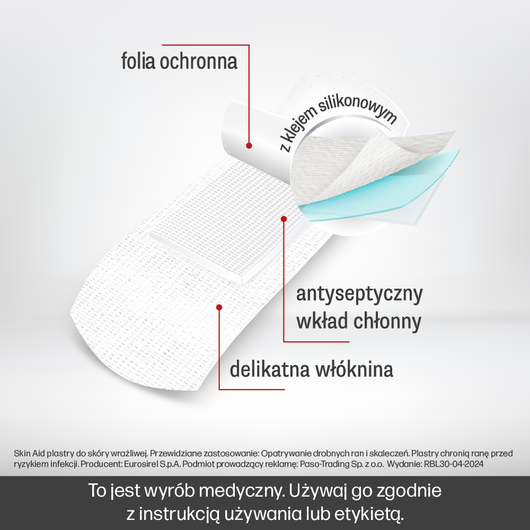 Skin Aid Plastry do skóry wrażliwej, 12 sztuk