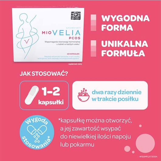 Miovelia PCOS Wsparcie gospodarki hormonalnej dla kobiet w każdym wieku - kapsułki, 60 sztuk