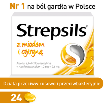 STREPSILS miód i cytryna, 24 pastylki