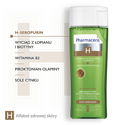 Pharmaceris H-Sebopurin Specjalistyczny szampon normalizujący do skóry łojotokowej, skłonnej do podrażnień, 250 ml