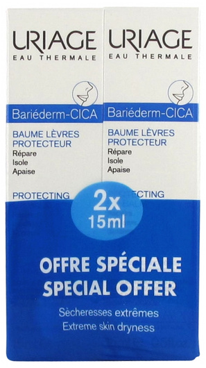 Uriage Bariederm-Cica Balsam do spierzchniętych ust, 2 x 15 ml