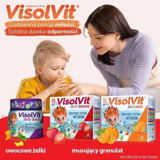 VISOLVIT JUNIOR o smaku truskawkowym, 30 saszetek