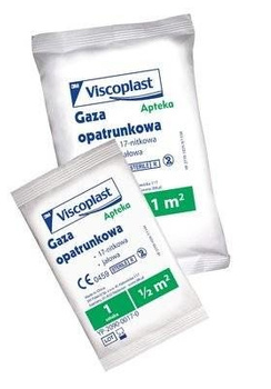 VISCOPLAST Jałowa gaza opatrunkowa bawełniana, 17 nitkowa, 1/2 m2 x 1 sztuka