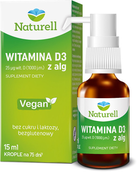 Naturell Witamina D3 z alg krople 15 ml