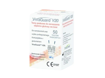 Vivaguard V20 Paski testowe do pomiaru glukozy, 50 sztuk