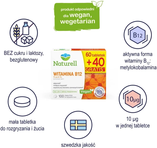 Naturell Witamina B1, 100 tabletek do żucia