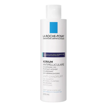 LA ROCHE-POSAY KERIUM Szampon-żel przeciwłupieżowy do włosów (łupież tłusty), 200ml