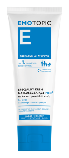EMOTOPIC Krem natłuszczający MED+ na twarz, powieki i ciało do codziennego stosowania, 75 ml