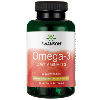 Swanson Omega-3 + Witamina D3, 60 kapsułek