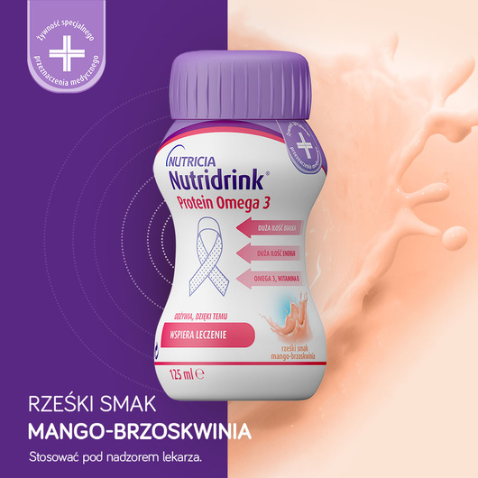 Nutridrink Protein Omega 3 o smaku mango-brzoskwinia, 4x125 ml
