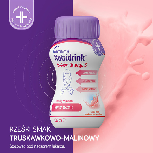 Nutridrink Protein Omega 3 o smaku truskawkowo-malinowym, 4x125 ml