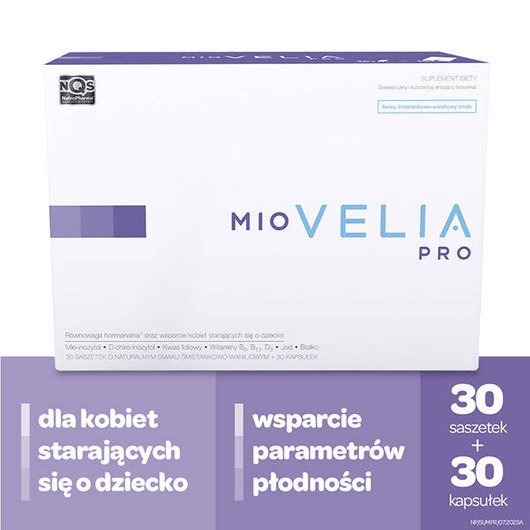 Miovelia PRO Wsparcie płodności dla kobiet starających się o dziecko, 30 saszetek + 30 kapsułek