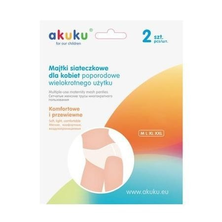 AKUKU majtki siateczkowe poporodowe wielorazowe, rozmiar XXL x 2 sztuki