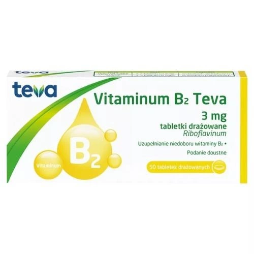 TEVA Vitaminum B2 3 mg, 50 tabletek drażowanych 