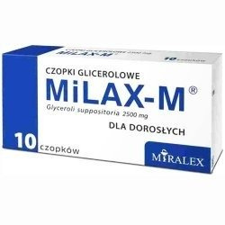 MiLAX-M Czopki glicerolowe Glyceroli Suppositoria 2500mg dla dorosłych x 10 czopków
