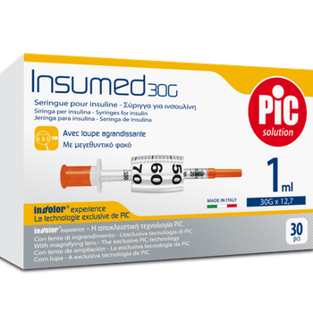 PIC Insumed 1,0ml 30G 12,7mm strzykawki insulinowe, 30 sztuk