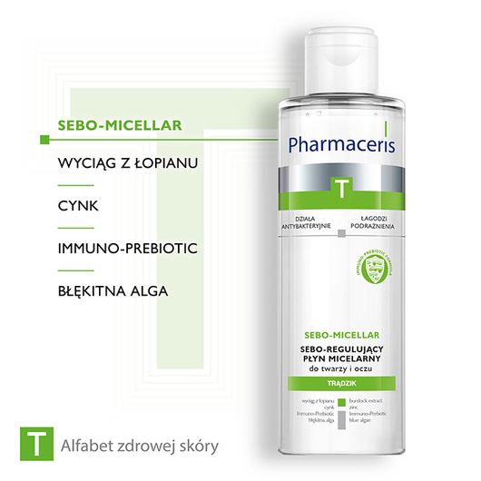 Pharmaceris T Sebo-Micellar Antybakteryjny płyn micelarny do oczyszczania i demakijażu twarzy i oczu, 200 ml