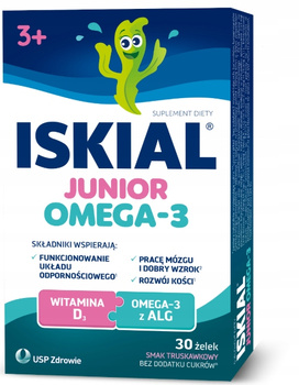 Iskial Junior Omega-3 smak truskawkowy, 30 żelek