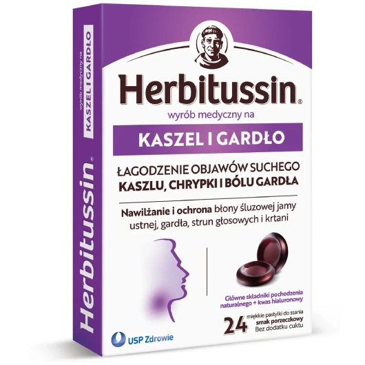 Herbitussin Kaszel i gardło, 24 pastylki do ssania 