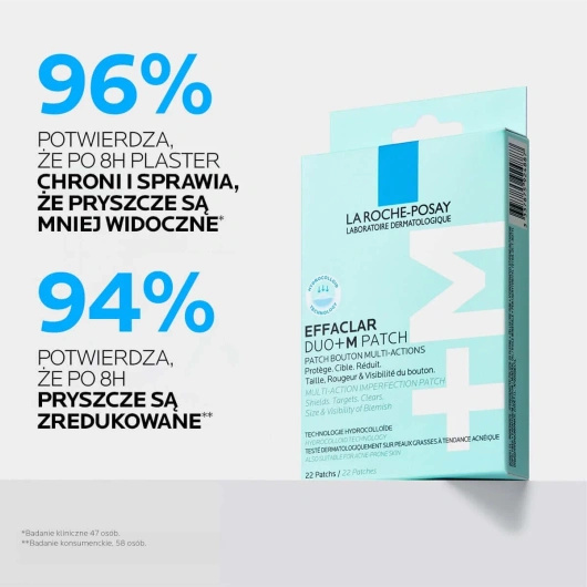 La Roche-Posay Effaclar DUO+M Plasterki na niedoskonałości z technologią hydrokoloidową, 22 sztuki