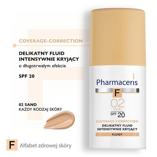 Pharmaceris F Coverage-Correction 02 Sand Delikatny fluid intensywnie kryjący SPF 20, 30 ml