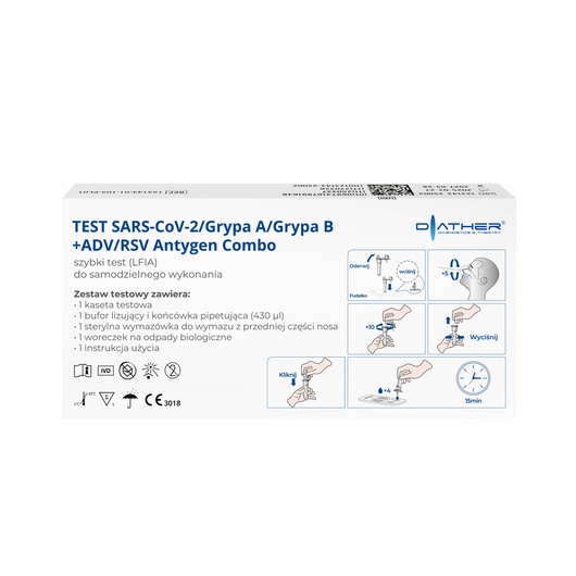 TEST SARS-CoV-2/Grypa A/ Grypa B+ADV/RSV Antygen Combo – szybki test
