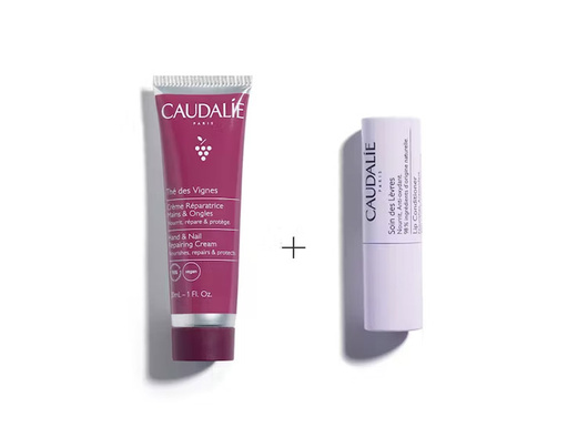 CAUDALIE Zimowy Duet Dłonie i Usta THE DES VIGNES Regenerujący Krem do Rąk i Paznokci, 30 ml + VINOTHERAPIST Pomadka do ust 4,5 g