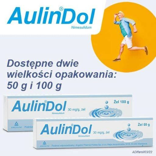 AulinDol, 30 mg/g, lek na ból przy skręceniu stawów i przy urazowym zapaleniu ścięgien, żel 50 g