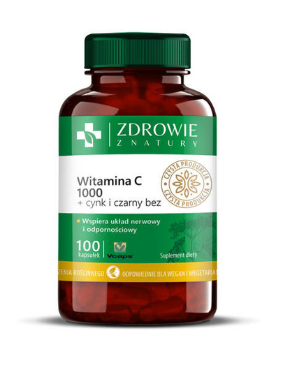 Witamina C 1000+Cynk i Czarny Bez, Zdrowie z Natury,100 kapsułek Vcaps