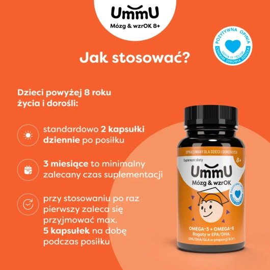 UmmU Mózg & WzrOK 8+, 120 kapsułek miękkich 