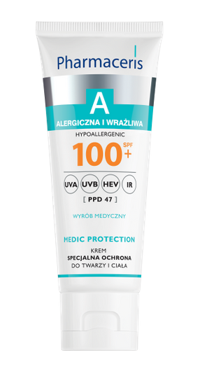PHARMACERIS A MEDIC PROTECTION Krem specjalna ochrona do twarzy i ciała SPF 100+ UVA, UVB, HEV, IR, 75ml