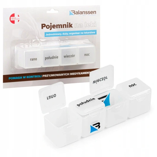 Balanssen Kasetka dzienna na leki, 4 przegródki na dobę