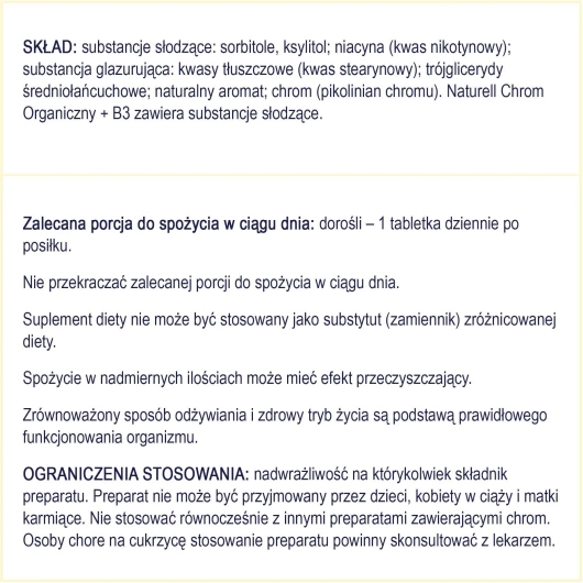 NATURELL Chrom organiczny + B3, 60 tabletek