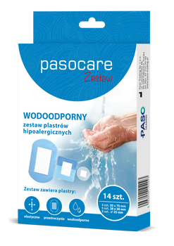 Pasocare Zestaw wodoodpornych plastrów hipoalergicznych, 14 sztuk