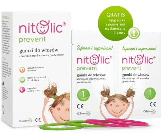 Nitolic Prevent Gumki do włosów, chroniące przed wszawicą, 4 sztuki