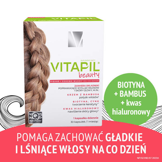 Vitapil beauty kapsułki na gładkie i lśniące włosy, 30 sztuk