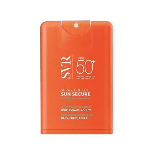 SVR SUN SECURE SPRAY Kieszonkowy, transparentny spray dla niemowląt,dzieci i dorosłych SPF 50+, 20ml