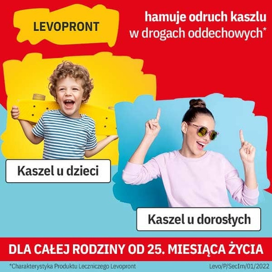 LEVOPRONT 60 mg/10 ml, lek na kaszel suchy dla dzieci od 2 lat i dorosłych,  syrop 120 ml