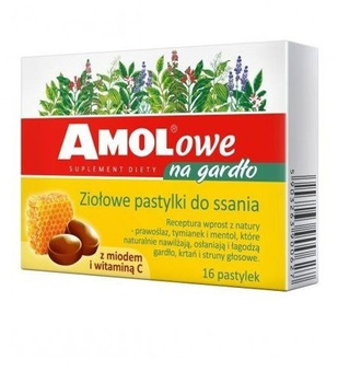 AMOLowe na gardło Pastylki do ssania z miodem DATA WAŻNOŚCI 31/08/2025