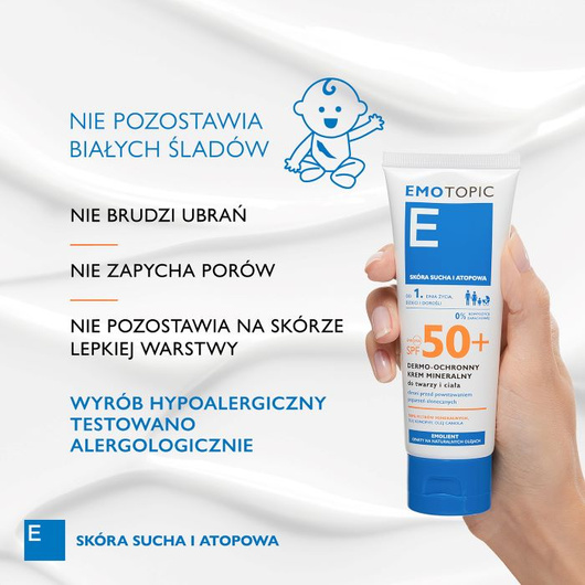 Emotopic Dermo-ochronny krem mineralny SPF 50+ do twarzy i ciała, 75 ml