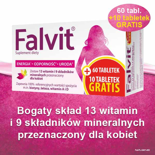 Falvit®, witaminy dla kobiet, 70 tabletek (60+10)