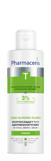 PHARMACERIS T SEBO-ALMOND-CLARIS 3% Oczyszczający płyn bakteriostatyczny do twarzy, dekoltu i pleców 190 ml