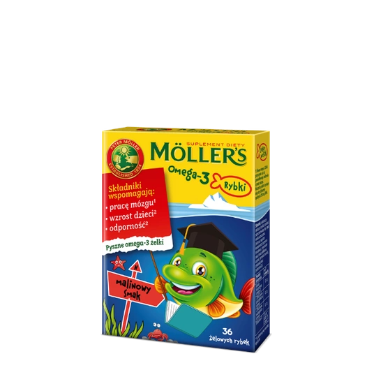 MOLLER'S OMEGA-3 RYBKI smak malinowy, 36 żelek