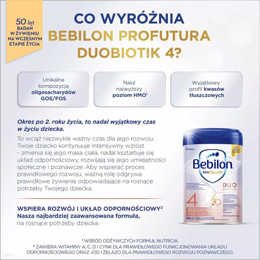 Bebilon PROfutura DUOBIOTIK 4, formuła na bazie mleka po 2. roku życia, 800 g 