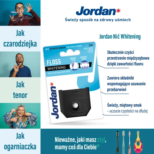 Jordan Whitening Dental Floss Nić dentystyczna z fluorem