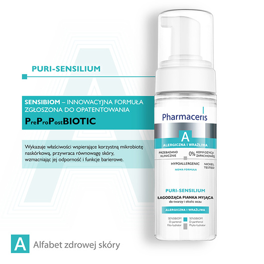 Pharmaceris A Puri-Sensilium Łagodząca pianka myjąca do twarzy i okolic oczu, 150 ml